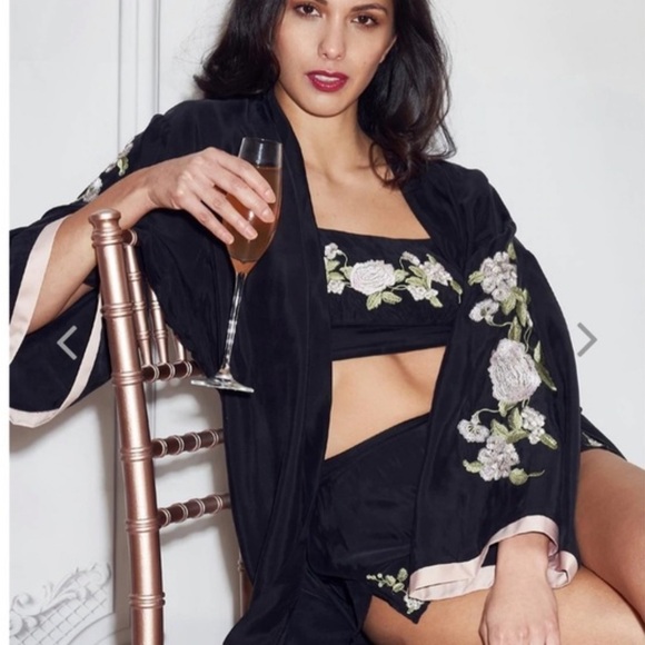 RYA MAGNOLIA BRALETTE SET Black Floral Embroidered Size Small S NWT - Picture 9 of 9